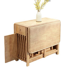 Folding Dining Table with Drawer, Space Saving Design, Stores 4 Chairs, Ideal for Small Spaces and Mobile Living (Natural)