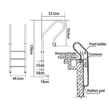 Stainless Steel Pool Ladder 3 Step Swimming Pool Handrail for 94-113cm Indoor and Outdoor Pool 250lbs Load Capacity Need to be Embedded/Silver / 1mm (Silver 1mm) (Silver 1.2mm)