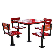 ELUKHT 4-Piece Outdoor Table and Bench Set, Weather-Resistant Park seat with Metal Frame and Solid Wood slats, Picnic Table Bench Set for Outdoor Camping Backyard Garden (with Backrest Combination)