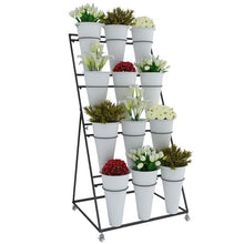 ZOCWJK Flower Display Stand s with Flower Buckets, Movable Plant Cart Shelf Cut Flowers Container Shelf, Metal Mobile Florist Bouquet Stand for Flower Shop,