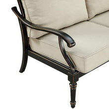 Oakland Living Black Aluminum Patio Deep Seating Outdoor Two Seater Loveseat with Light Grey Cushions