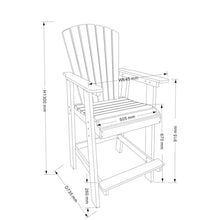 SRECELL HDPE Outdoor Tall Adirondack Bar Chairs Set of 2, All-Weather Patio Bar Stools with High Back & Wide Armrests, Heavy Duty Balcony Counter Height Chairs for Backyard Garden Deck Porch, White Gr