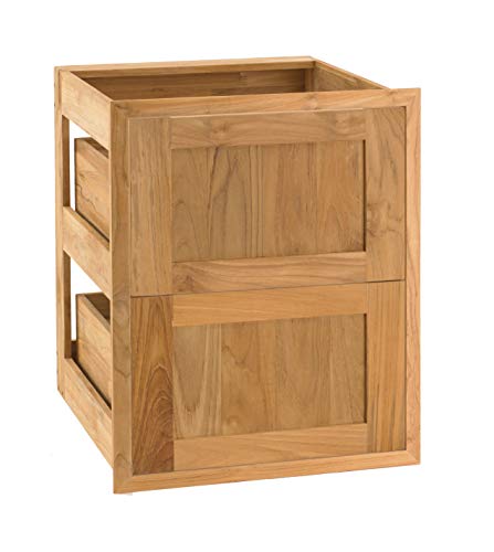 Pacific Teak Shaker 18-Inch Teak Wood Double Access Drawer - UD2V-18S