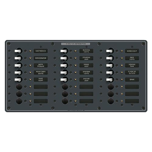 Blue Sea Systems Traditional Metal DC Panel 24 Positions Black