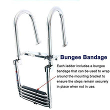 SAeWare Pool Ladders 4 Steps Drop Down Boarding Ladder, Marine Pontoon Boat Dock Heavy Duty Aluminum Boarding Ladder with Handrails, Non-Slip Treads