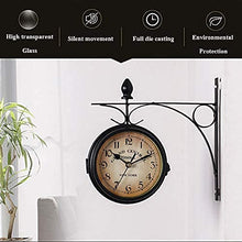 Wall Clock, Outdoor Garden Wall Clock, 9 Inch Double Sided Wrought Iron Garden Clock Waterproof Outdoor Clock Indoor Outdoor Decoration Outside Clock Station Q,A