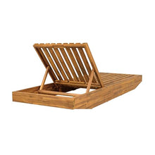 Merax 4 PCS Acacia Wood Outdoor Chaise Lounge, Teak Finish Patio Recliner with Cream Water-Repellent Cushion, 79.6" L x 29" W, 300 lbs Capacity, for Poolside Deck Garden
