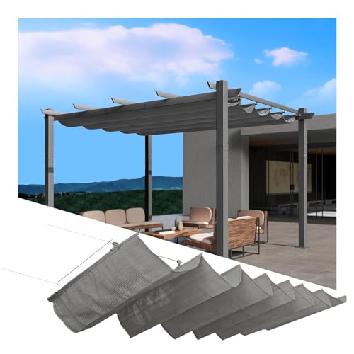 Retractable Waterproof Awning Cover for Pergolas & Patios, Slip Rope Shade Sail, Outdoor Garden & Gazebo Canopy, Size: 2x5m (6.56x16.41ft) - Durable UV Protection