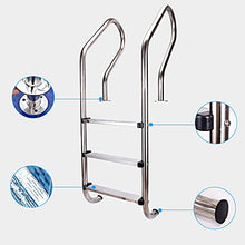 Swimming Pool Ladder Stainless Steel Swimming Pool Pedal with Non-Slip mat spa handrails Ladder with 2 ladders Without Embedded/Silver / 54cm (Silver 54cm)