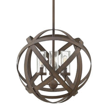 Hinkley Carson Large Orb Pendant Light - 3-Light, Clear Seedy Glass Vintage Iron