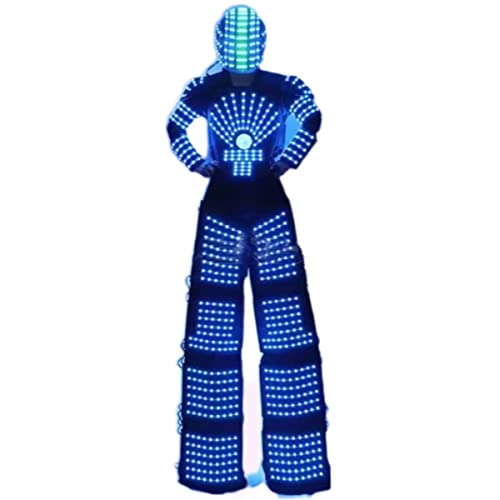 Gracecolorlife LED Robot Suit Costume with High Heel Stilts & Helmet XL Black