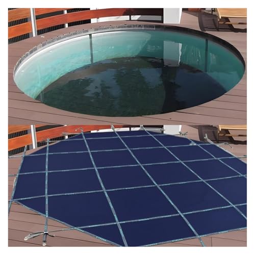 MZZKFC Winter Round Pool Safety Cover 35ft, Heavy Duty Swimming Pool Safety Cover with Accessories, Green Blue Extra Large Pools Protector Customizable Size(Blue,35ft/10.7m)