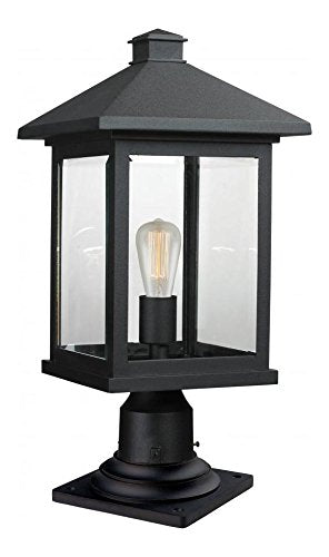 Black Portland 20.25" Tall 1 Light Outdoor Lantern Pier Mount Light
