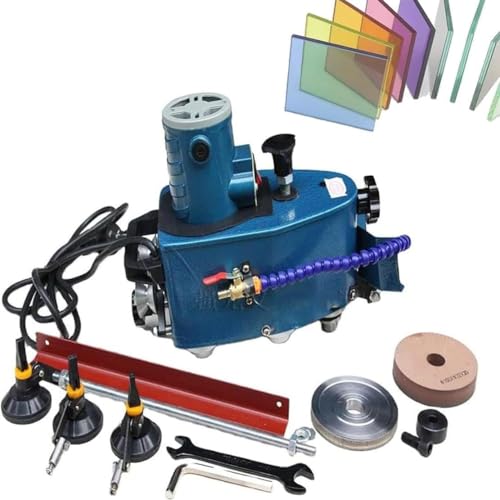 Wrobelax Electric Glass Edging Machine - Portable Small DIY Diamond Glass Art Corner Grinding Edger for Plane, Curve, Rounded Corner - Polish Edge Machine(Color:Blue)