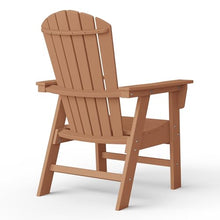 WO Outdoor Adirondack Patio Dining Chair Table 5 PCS Set Seashell Back Armchair Square Table Retro Aesthetic for Outside Restaurant Dining, Resort, Hotel, Lawn, Garden (Teak)