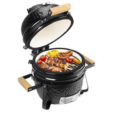 13-Inch Round Ceramic Smoker Grill, Tabletop Outdoor BBQ Braiser for Pizza & Grilling