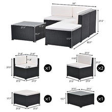 YWMLFZ 5-Piece Patio Rattan PE Wicker Furniture Corner Sofa Set, Sectional Chair, Seating, Lying Black