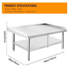 GOCAPTAIN Equipment Grill Stand Table 60"x30"x24" | Stainless Steel 1000 lbs Top Shelf, 220 lbs Bottom Shelf | Adjustable Legs with 2" Edge Baffle | for Commercial Kitchens, Hotels, and Homes