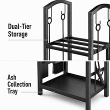 DFTDFYXY Firewood Rack with 4-Pcs Fireplace Tools Set, Heavy-Duty Steel