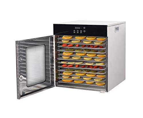 Kolice 12-Tier Commercial Food Dehydrator with Digital Control Silver