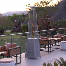 Afuera Living 42,000 BTU Metal Round Outdoor Patio Heater, Stainless Steel, Silver Finish, Pyramid Design with Wheels, Automatic Shut-Off, 90 in Height for Residential or Commercial Outdoor Spaces