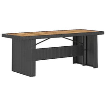 LKJephalotrope 11 Piece Patio Dining Set, Outdoor Poly Rattan Dining Table and Reclining Chairs with Cushions, Solid Acacia Wood Tabletop Garden Furniture Set, Black