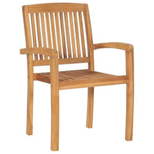KBHRENP Solid Teak Wood Stacking Garden Chairs Set of 8 with Anthracite Cushions, Rustic Elegance Outdoor Dining Furniture for Patio and Garden, Durable Stackable Seating