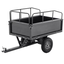 600LBS Capacity 17 Cu.Ft. Dump Cart Trailer – Heavy Duty Tow Behind Hauling Wagon for ATV, Lawn Tractor, Garden with 15" Pneumatic Tires – Dual-Control Dumping, Rust-Resistant Construction, Black