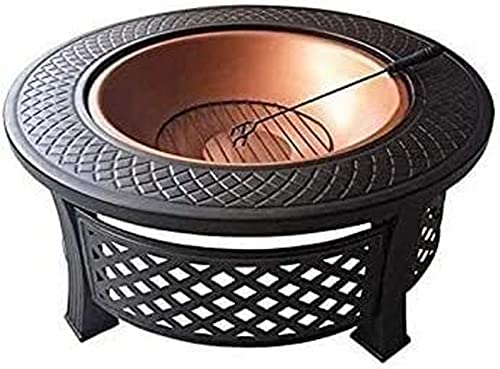 Garden Fire Pit Portable Grill Barbecue Rack Outdoor Patio Steel BBQ Grill Fire Pit Bowl w/Spark Screen Cover, Log Grate, Poker for Backyard, Camping, Picnic for Camping Backyard