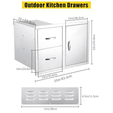 GarveeLife 33''W x 22''H x 22''D Outdoor Kitchen Drawer Combo with Paper Towel Rack, BBQ Access Door Drawers Combo with Stainless Steel, Perfect for BBQ Grill Station Outdoor Kitchen Storage Cabinet