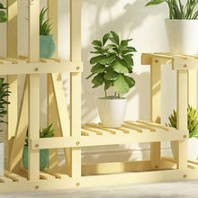 Wood Plant Stand Indoor Outdoor Flower Rack Multi Layer Flower Shelf Rack Higher And Lower Plant Holder Large Capacity Plant Display Rack Floor Standing Ladder Frame For Garden Balcony Patio