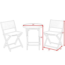 DUYHBAWRS 3 PCS Folding Bistro Table Chairs Set Garden Backyard Patio Furniture White Loveseat Coffee Table