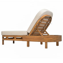 SAFAVIEH Outdoor Patio Furniture Collection – Kento Natural & Taupe Adjustable Outdoor Lounger, Solid Wood Chaise with Removable Cushions, Modern Patio Lounge Seating (PAT7103A)