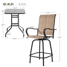 Aoxun 5 Pieces Outdoor Bar Sets Textilene Outdoor Bar Stools Set of 4 with High Table Height Bar Bistro Set All-Weather Patio Furniture, Brown