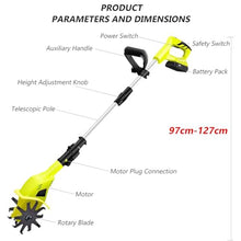 Cordless Garden Tiller, Handheld Electric Garden Rotary Tiller with Rechargeable Lithium Battery and Charger, Soil Tiller for Farms, Parks