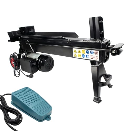 ROCKCUB 7-Ton Electric Log Splitter, Upgraded Ergonomic Foot Pedal for Less Back Strain, Bonus 4-Way Cross Wedge for Rapid Kindling, 3HP Motor 28MPa High Pressure, Fits 22" Logs, Plus Version