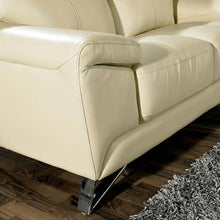 Cortesi Home Phoenix Genuine Leather Loveseat, Cream 64"