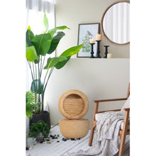 Sculptural Indoor Outdoor Water Fountain with Bowl Basin, (Beige+Yellow + Polyresin + Art Deco + Contemporary + Industrial + Modern + Ultra-Modern)