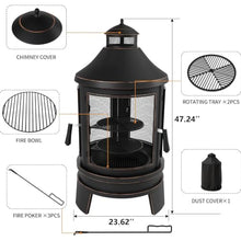 Outdoor Fireplace for Patio with 360° Sparks Screen, Smoke Deflector, Anti-Rust Chiminea, Quick Assembly, Removable Ash Pan, for Garden, Bonfire, Camping
