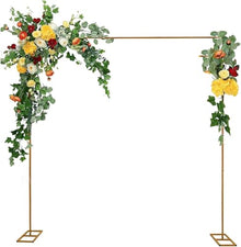 Adjustable 3m Square Wedding Garden Arch with Base Support White Metal Floral Decoration for Outdoor Ceremony(Gold,3m)