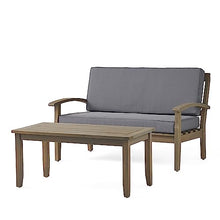 roomfitters Peyton Outdoor Loveseat and Coffee Table Set, Patio Seating Furniture Set for Porch or Garden, Dark Grey