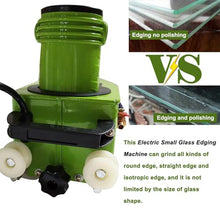 XIVUIFOI Small Glass Edging Machine Electric Glass Edger Straight Round Bevel Edge Trimmer Grinder DIY Glass Corner Grinding Edging Machine Glass Polish Grinding Machine (Green)
