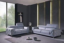 Blackjack Furniture Gianni Italian Leather Sofa with Adjustable Headrests Light Blue