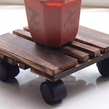 OREKPOT Pcs Plants Saucers Solid Wood Pulley Flowerpot Tray with Wheeled Flowerpot Base Roller Outdoor Flowerpot Bracket Removable Plant Pot Saucers,