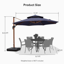OROTLECT 11 FT Round Wood Pattern Cantilever Umbrella,Navy