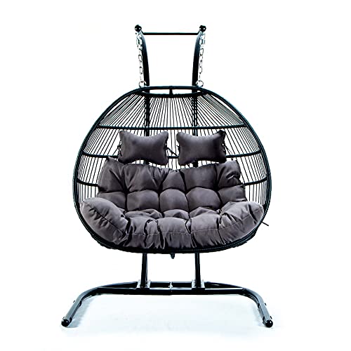 YuanDesign Folding Double Swing Chair w/Cushion