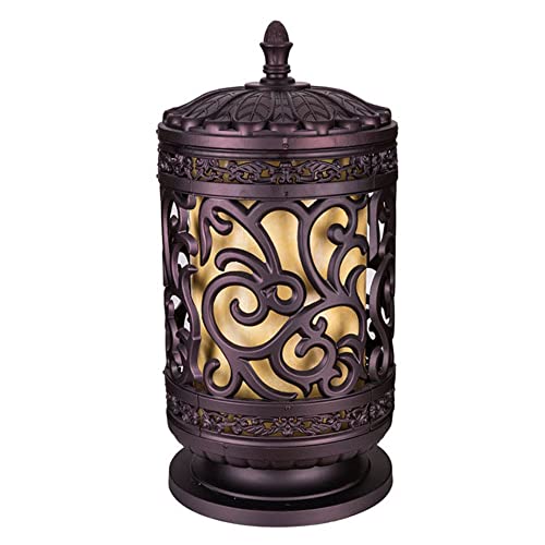 VELLOW Post Lights Post Cap Lamp,E27 Garden Post Pedestal Lamp,Exterior Waterproof Aluminum Housing Column Lamps with Glass Shade,Retro Industrial Lighting Street Pillar Porch Patio Floor Lights