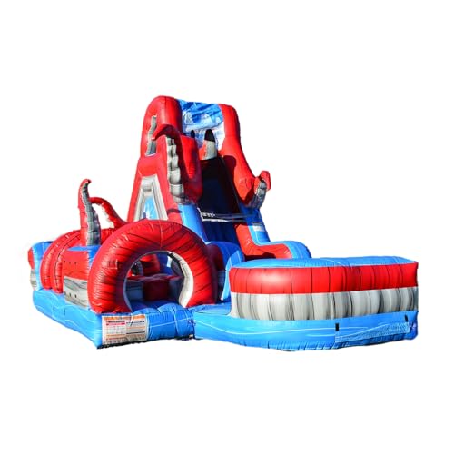 JumpOrange Ocean Battle Wet Dry Obstacle Course with Pool + Blower (Right Piece)