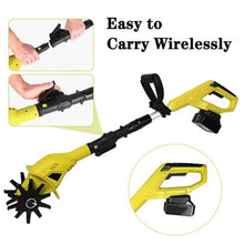 Cordless Electric Tiller Cultivator with 2 x 2.0Ah Batteries Charger, 10cm Tilling Width, 17cm Depth for Lawn Care, Gardening, and Soil Preparation