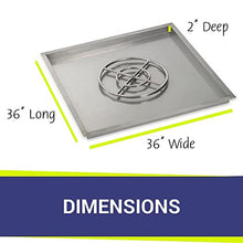 36" Stainless Steel Square Drop in Pan with 18" Fire Ring
